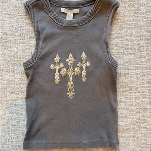 Full Tilt Gray Tank Top with Gold Design
